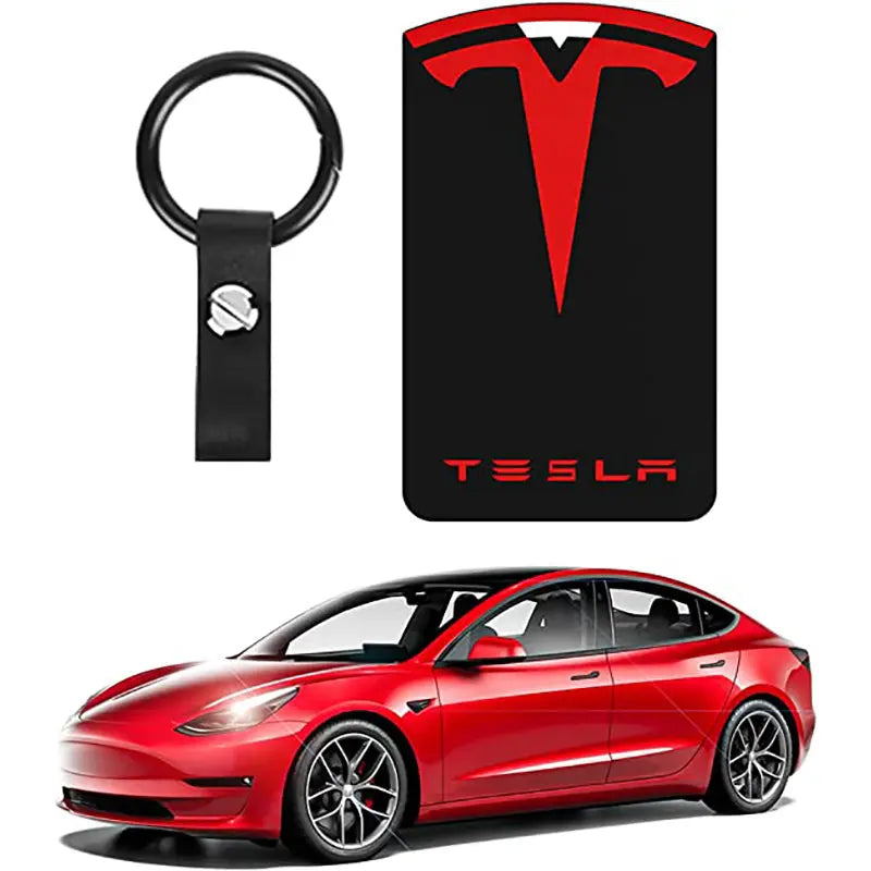FLASHARK Tesla Key Card Holder Keychain for Tesla Model 3 Model Y Silicone Key Chain LOGO Pattern Car Accessories Flashark