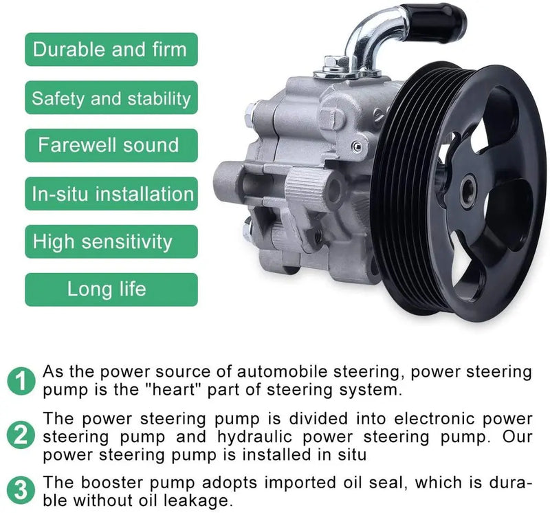 FLASHARK Toyota Power Steering Pump with Pulley Compatible for 2002-2009 Toyota Camry 2.4L, 2002-2008 Solara 2.4L Replace