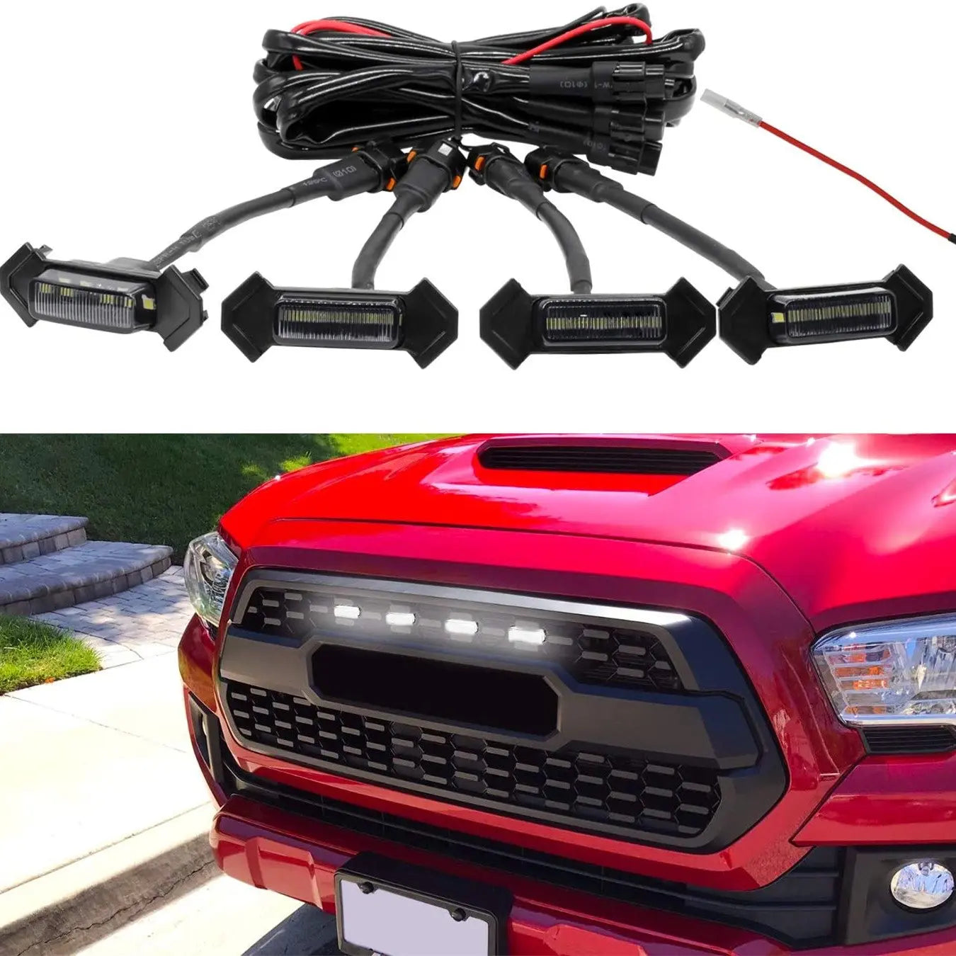 Flashark 16-19 TACOMA LED Small Yellow Grille Lights Fog Light In The Grid-Black And Yellow Light Flashark