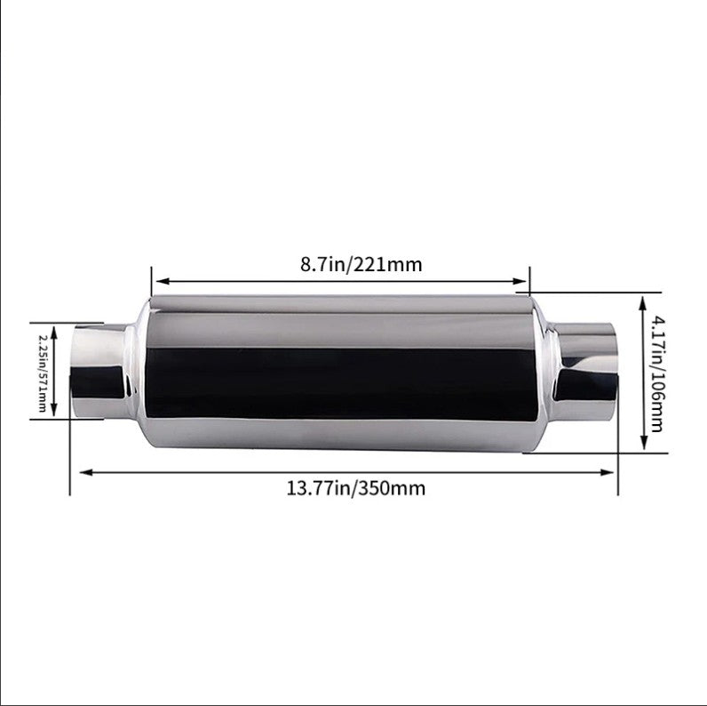 Flashark 2.5" Inlet 2.5" Outlet Muffler, Universal Stainless Steel Resonator, 13.8 Overall Length Flashark