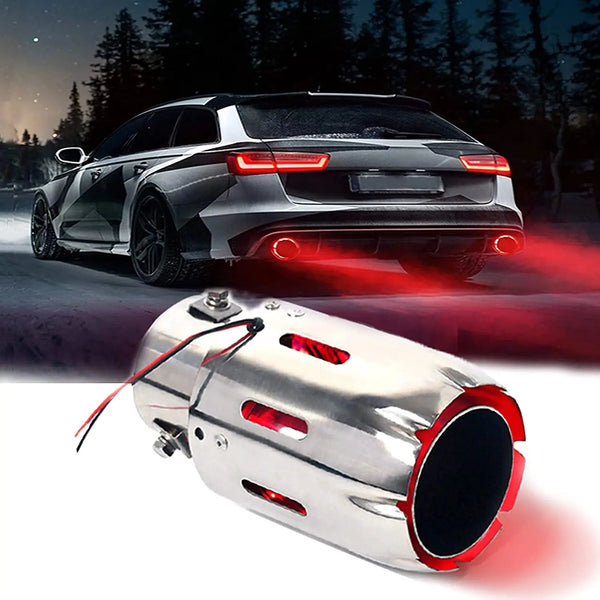 Flashark 2.5 Inch 63mm Exhaust Tip Stainless Steel Muffler Car Exhaust Tail Pipe Modified Luminous Tube With Blue Flame LED Light Flashark