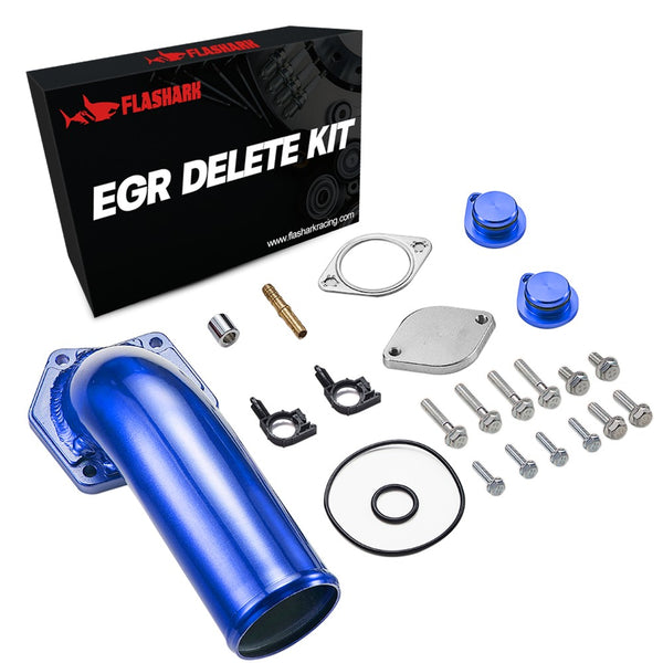 Flashark 2008-2010 6.4L Ford Powerstroke EGR Delete Kit with Intake Elbow Blue Flashark