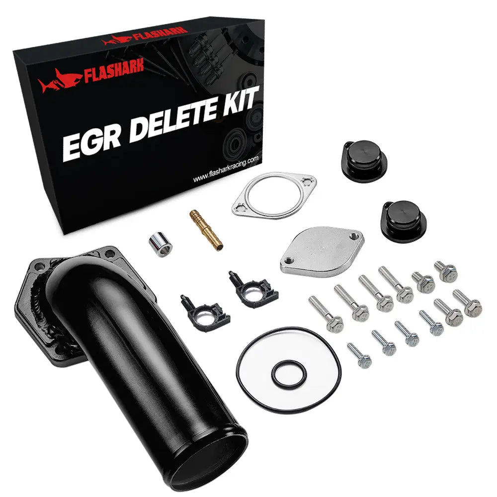 Flashark 2008-2010 6.4L Ford Powerstroke EGR Delete Kits with Intake Elbow Black Flashark