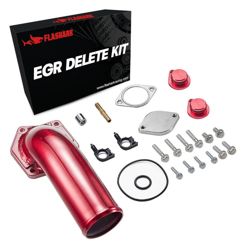 Flashark 2008-2010 6.4L Ford Powerstroke EGR Delete Kits with Intake Elbow Red Flashark