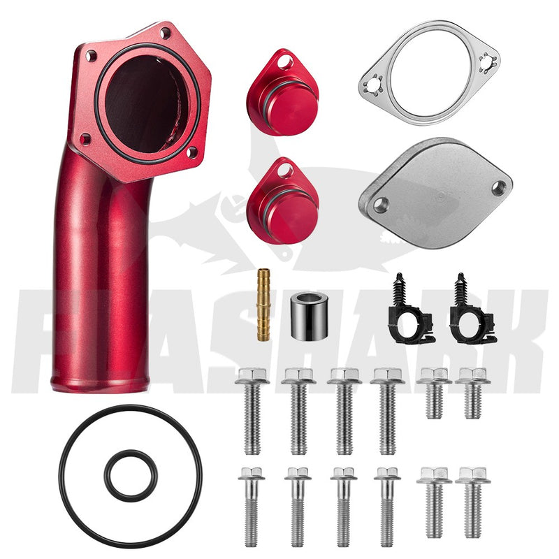 Flashark 2008-2010 6.4L Ford Powerstroke EGR Delete Kits with Intake Elbow Red Flashark