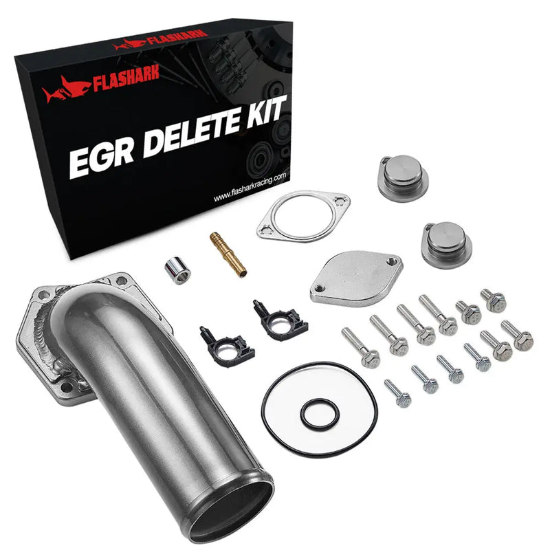 Flashark 2008-2010 6.4L Ford Powerstroke EGR Delete Kits with Intake Elbow Silver Flashark
