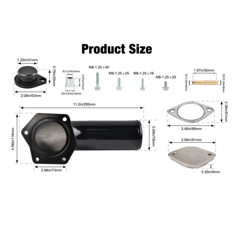 Flashark 2008-2010 6.4L Ford Powerstroke EGR Delete Kits with Intake Elbow Silver Flashark