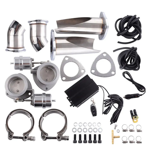 Flashark 3 Inch Stainless Steel Dual Exhaust Cutout Be-Cut Pipe Kit Flashark