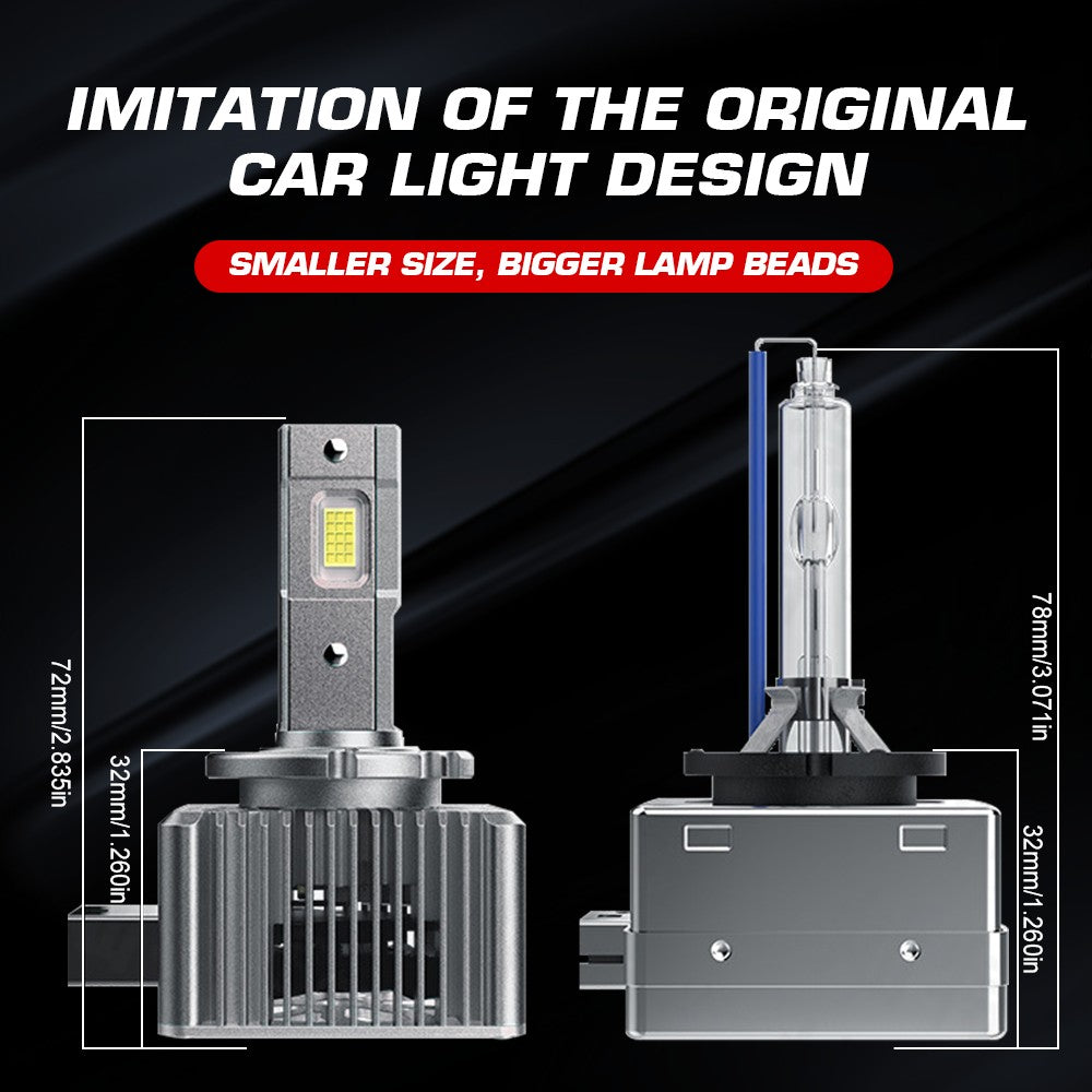 Flashark Car LED Headlight Bulbs D1S D3S D8S Series Laser Headlights,70W,6000K White, 8600LM Per Set, Super Bright and Penetration,Plug and Play, Halogen Replacement DRL Bulbs, 2 packs Flashark