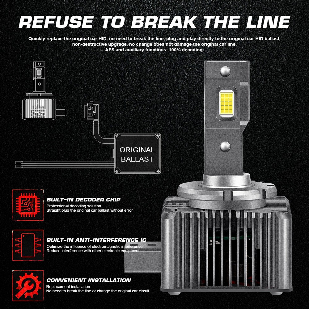 Flashark Car LED Headlight Bulbs D1S D3S D8S Series Laser Headlights,70W,6000K White, 8600LM Per Set, Super Bright and Penetration,Plug and Play, Halogen Replacement DRL Bulbs, 2 packs Flashark