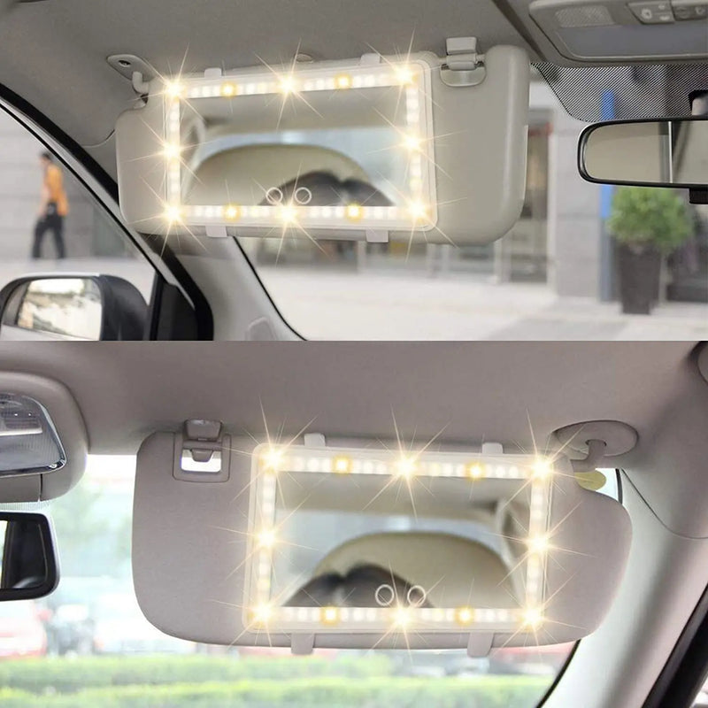 Flashark Car Vanity Mirror With LED Light for Car Truck SUV Sun-Shading Sun Visor Cosmetic Mirror With Touch Screen USB Power Supply Built-in Lithium Battery Flashark