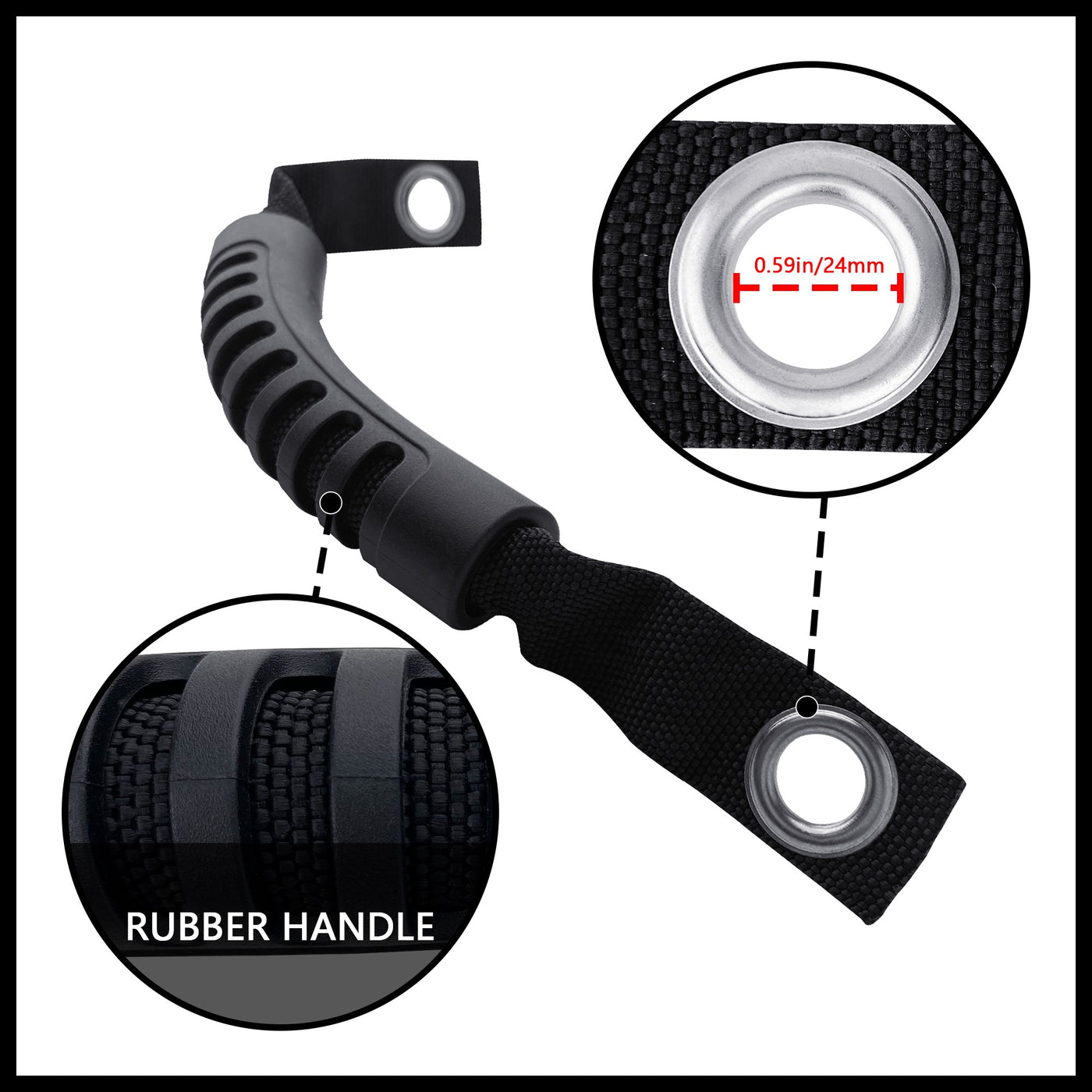 Flashark Grab Handles Metal handle Rope For Jeep Wrangler JK 2007-2015 As Replacement Handle Grab Handles With Grooved grip Metal Hole Gripper Flashark