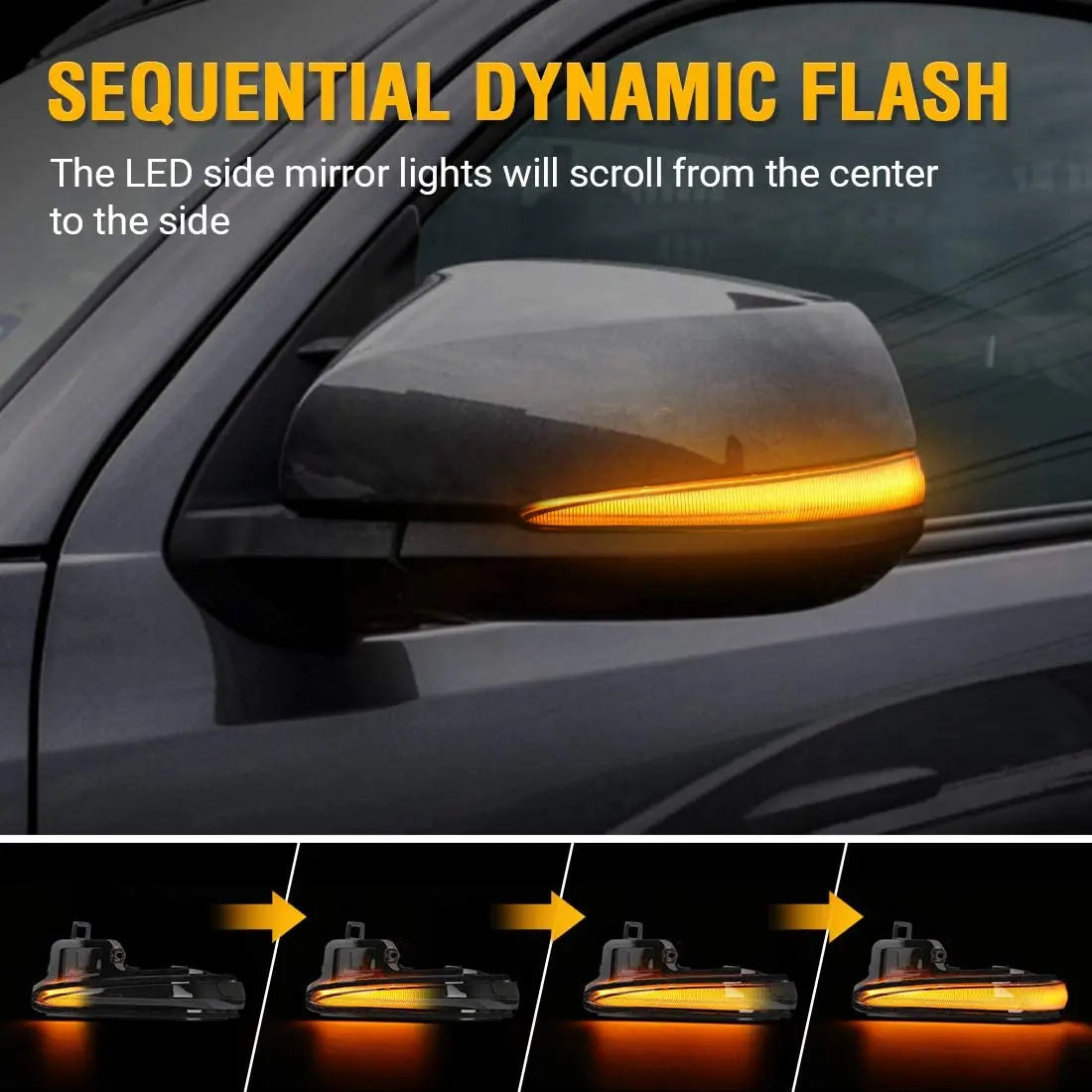 Flashark LED Side Mirror Turn Signal Lights, Sequential Dynamic Indicator Strip for 2016-2021 Tacoma, 2019-2021 RAV4 XA50,2020 Highlander XU70, Alphard Velltire Lexus LM Flashark
