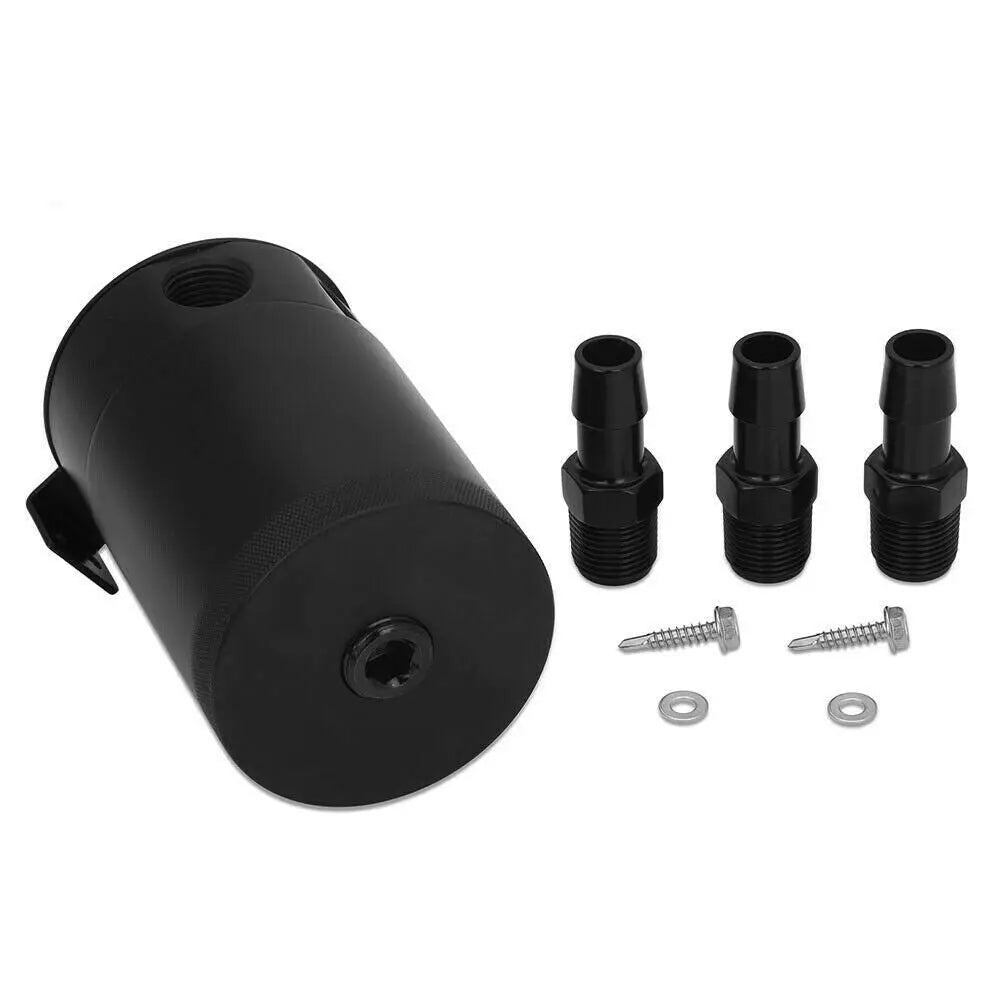 Flashark Universal Aluminum Racing Baffled 3-Port Oil Catch Can Flashark