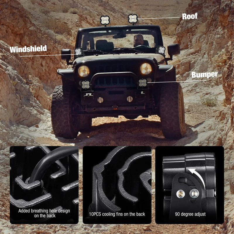 Flood (65° Wide) Off-Road LED Light Pod White/Amber 6000K Flashark
