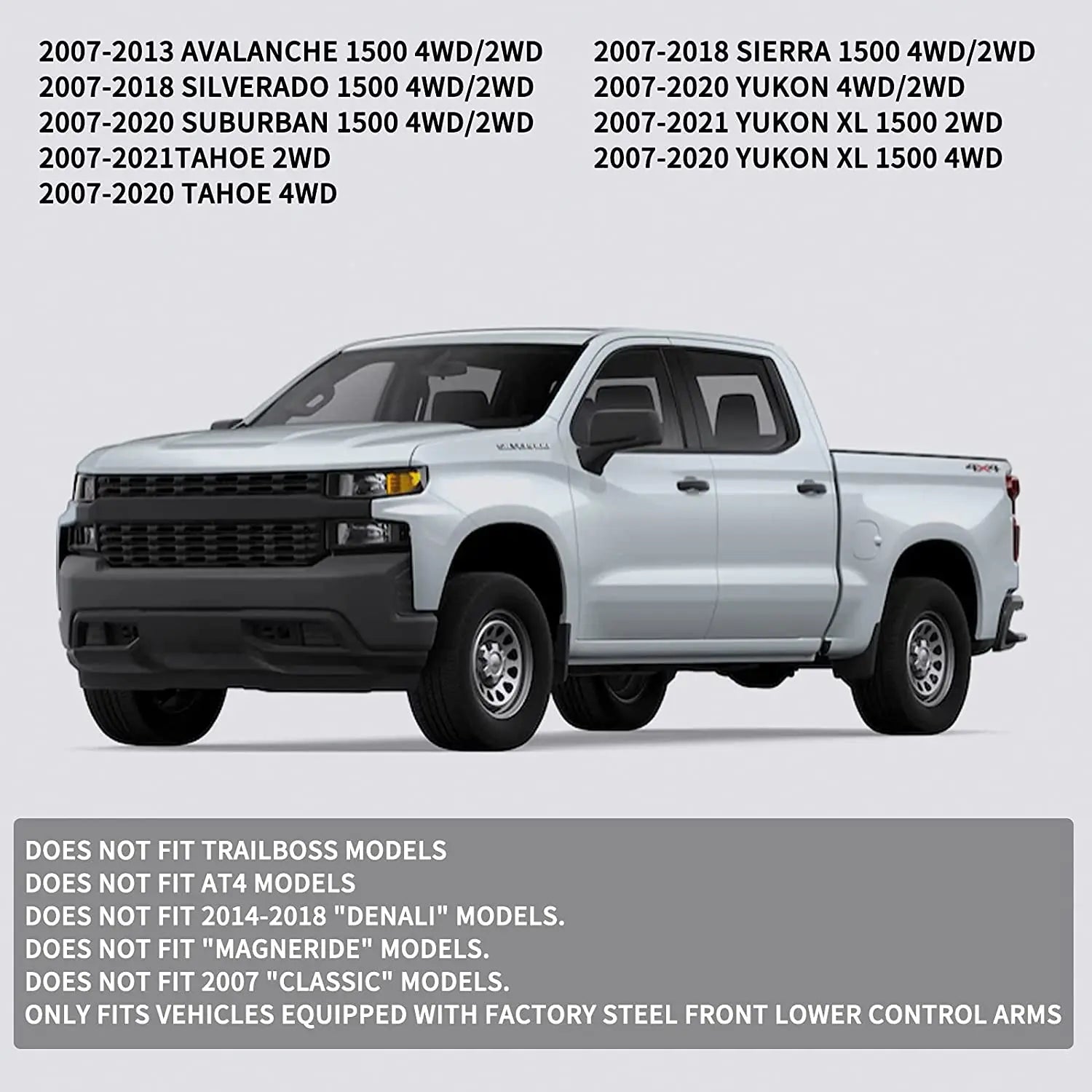 Front Leveling Kit for 2007-2021 Sierra Yukon XL1500 Avalanche