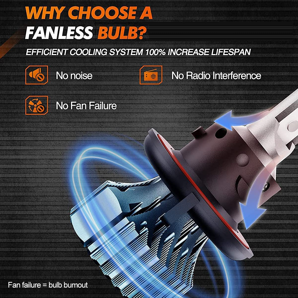 H13 9008 LED Headlight Bulbs 60W 13000LM 6000K | 2 Bulbs Flashark