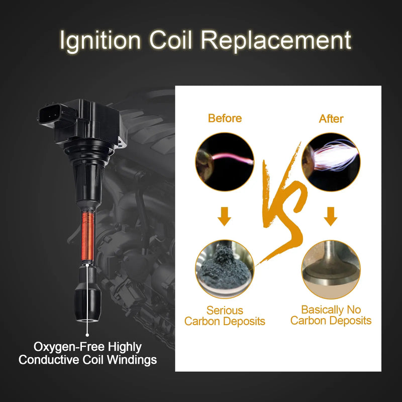 Ignition Coil Pack for Nissan Altima Cube Sentra Rogue Select NV200 Pathfinder 1.8L 2.0L 2.5L FX50 M56 QX60 2.5L 5.0L 5.6L C1696 UF549 5C1753 4PCS Flashark