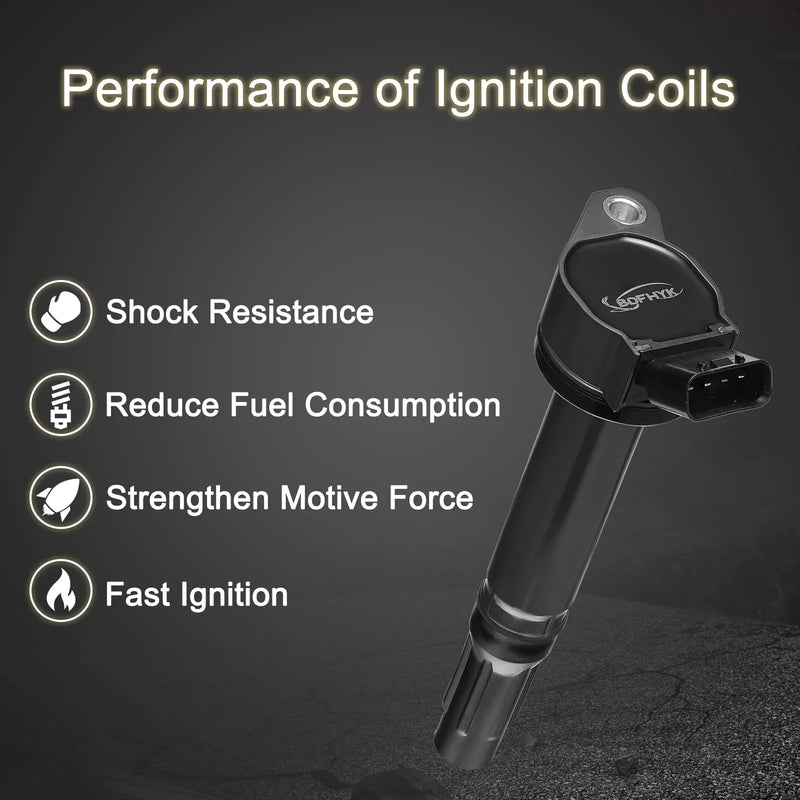 Ignition Coil Pack for Toyota 4Runner Avalon Camry Sienna Lexus ES350 GS300 GS350 V6 2.5L 3.0L 3.5L 4.0L 90919-A2007 C1601 UF487 6PCS Flashark