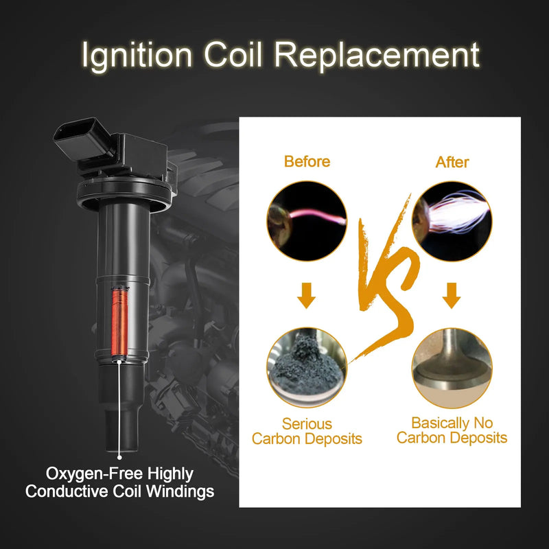 Ignition Coil Pack for Toyota Camry Highlander Matrix RAV4 Solara Lexus Pontiac Scion L4 2.0L 2.4L UF333 D511C C1330 4PCS Flashark