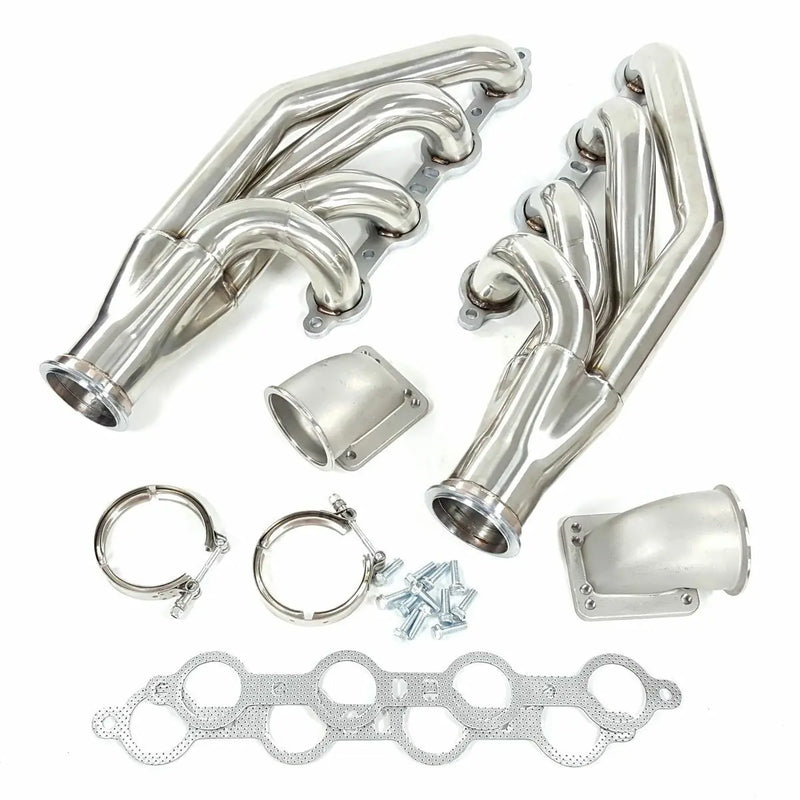 LS Turbo Exhaust Header Manifold For LSX, LS1, LS2, LS3, LS6 GM V8+Elbows T3 T4 to 3.0" V Band Flashark