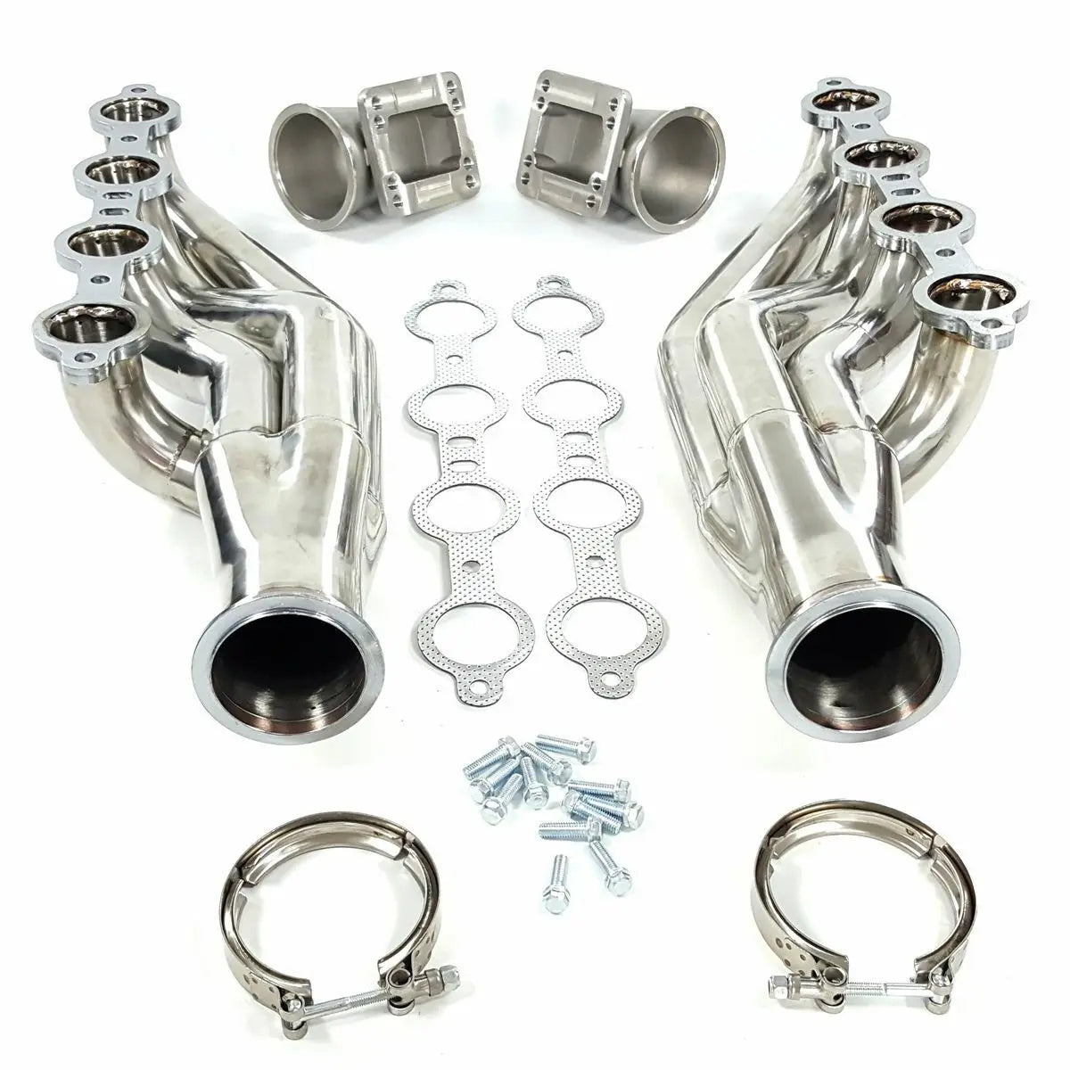 LS Turbo Exhaust Header Manifold For LSX, LS1, LS2, LS3, LS6 GM V8+Elbows T3 T4 to 3.0" V Band Flashark