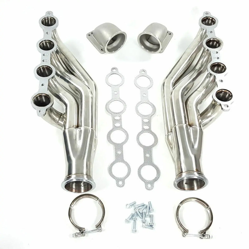 LS Turbo Exhaust Header Manifold For LSX, LS1, LS2, LS3, LS6 GM V8+Elbows T3 T4 to 3.0" V Band Flashark