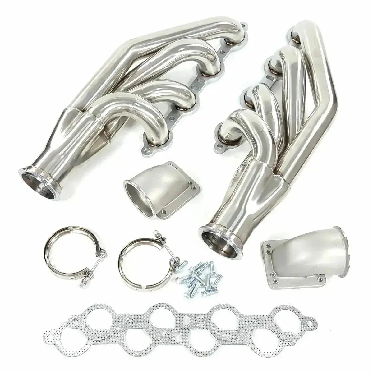 LS Turbo Exhaust Header Manifold For LSX, LS1, LS2, LS3, LS6 GM V8+Elbows T3 T4 to 3.0" V Band Flashark