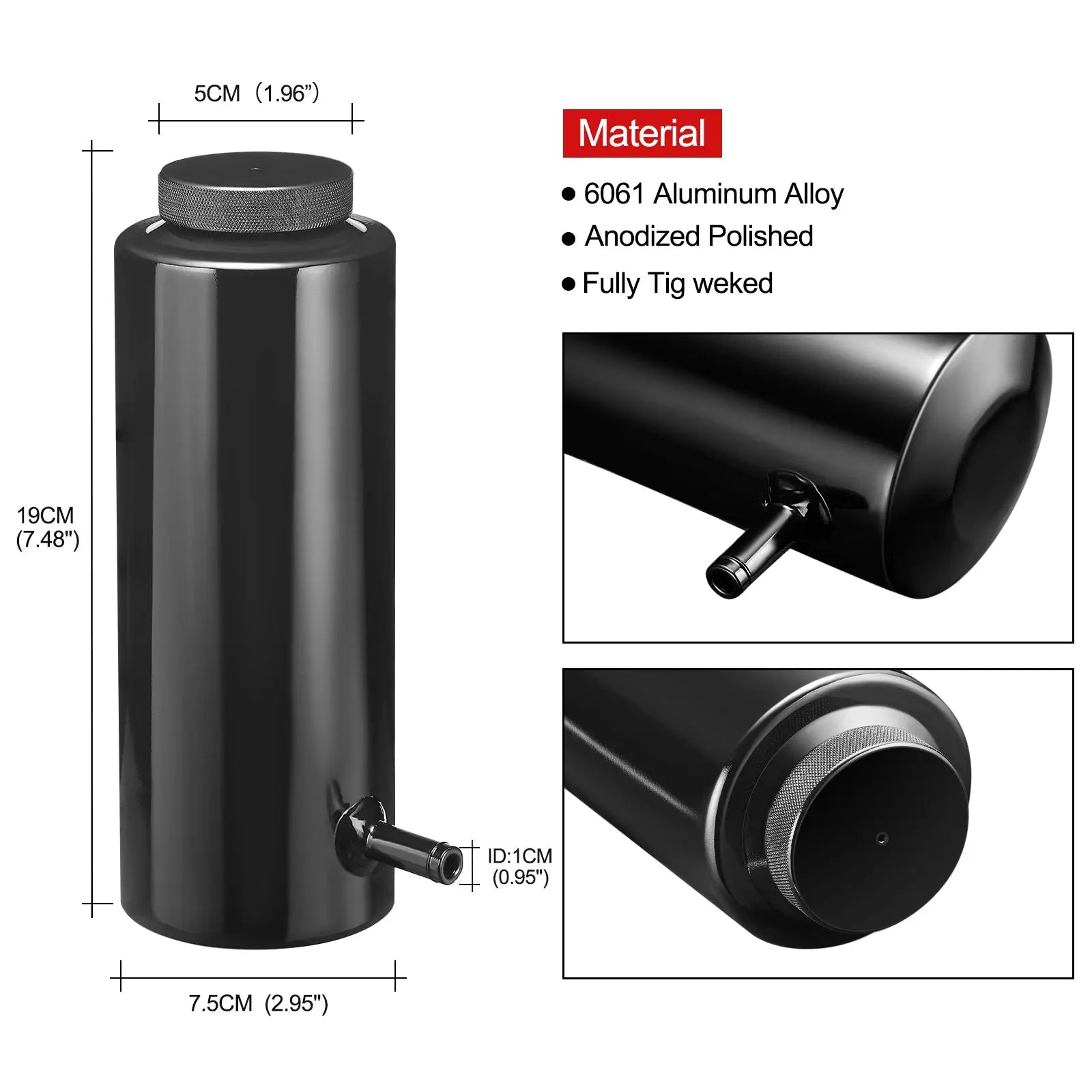 Universal Coolant Reservoir Tank Coolant Overflow Tank Aluminum Bottle 800ml Flashark